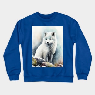 Arctic Fox - Watercolor Paint Crewneck Sweatshirt